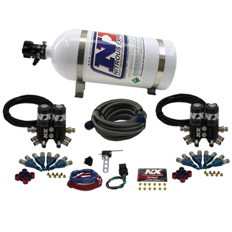 Nitrous Express Street Shark Gas 4 Solenoids Nitrous Kit (100-150-250HP) w/10lb Bottle Nitrous Systems Nitrous Express