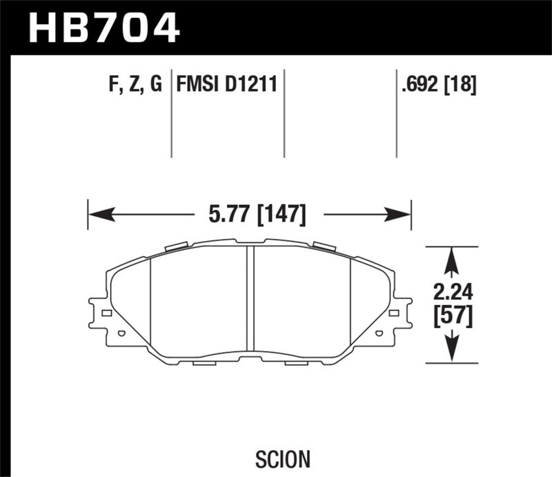 Hawk 06-09 Toyota RAV4 / 10-13 Toyota Matrix Performance Ceramic Front Brake Pads Brake Pads - Performance Hawk Performance