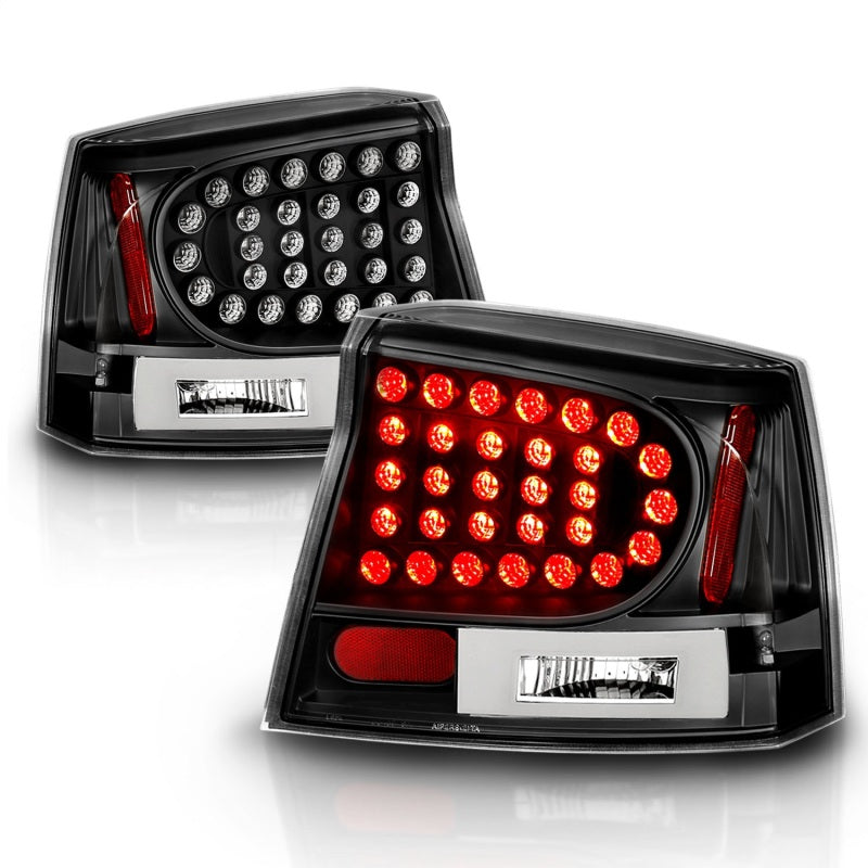 ANZO 2006-2008 Dodge Charger LED Taillights Black Tail Lights ANZO