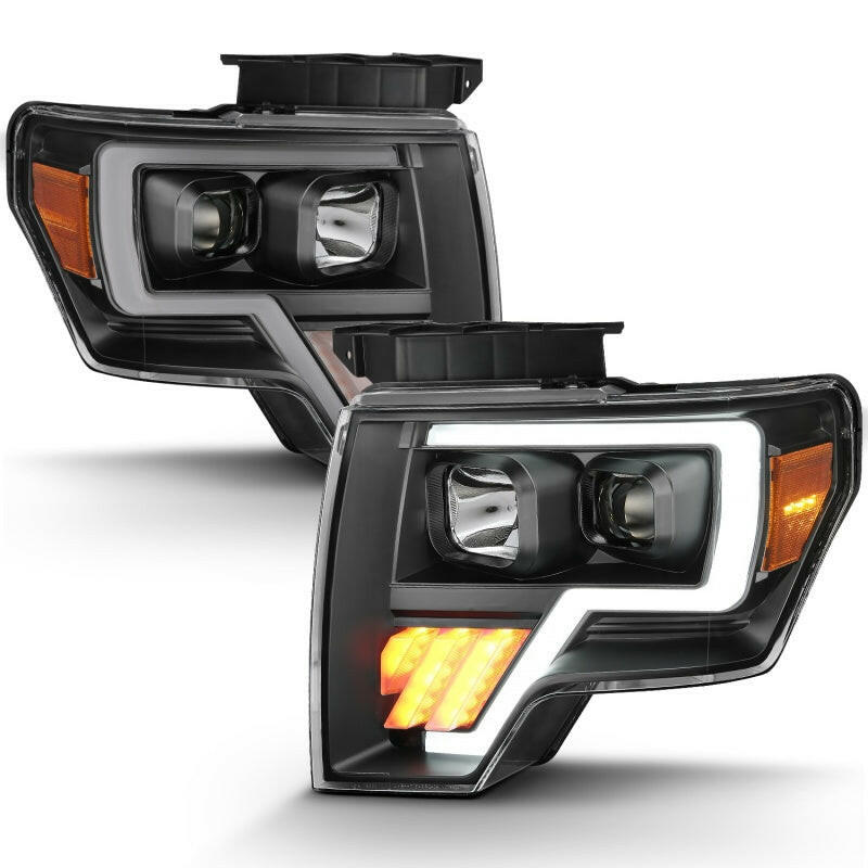ANZO 2009-2014 Ford F-150 Projector Light Bar G4 H.L. Black Amber Headlights ANZO