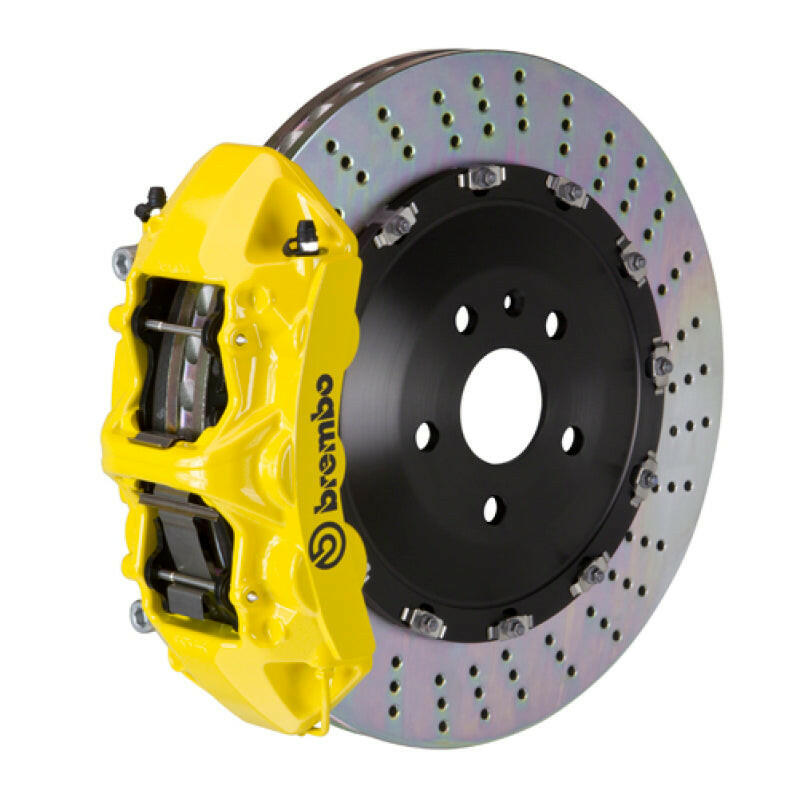 Brembo 18+ RS5 Front GT BBK 6 Piston Cast 405x34 2pc Rotor Drilled- Yellow Brake Kits - Performance Slot Brembo