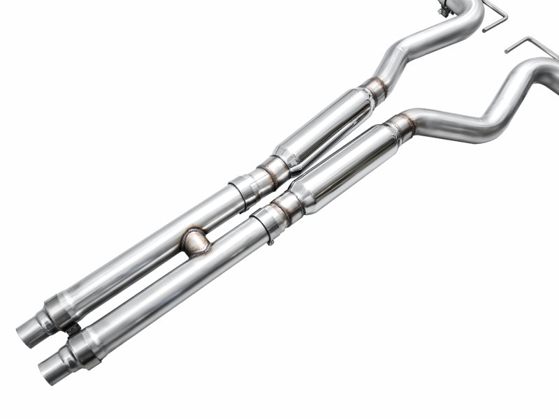 AWE 2024 Ford Mustang GT Fastback S650 RWD Track Edition Cat-Back Exhaust w/ Quad Chrome Silver Tips Catback AWE Tuning