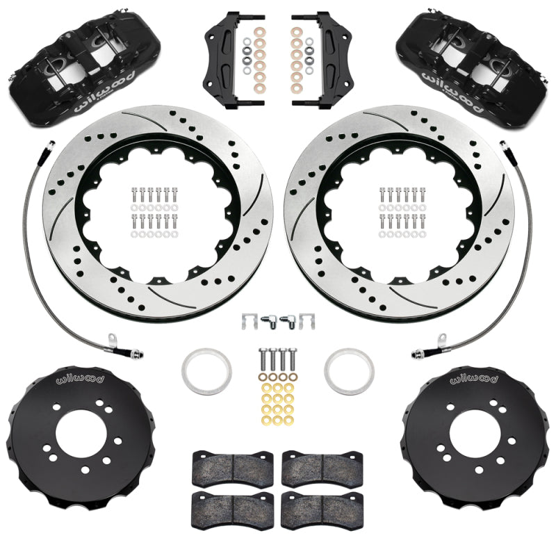 Wilwood 95-98 Nissan Skyline Aerolite 6R Front BBK w/ 14.00in D/S Rotors & Flexlines - Black Big Brake Kits Wilwood