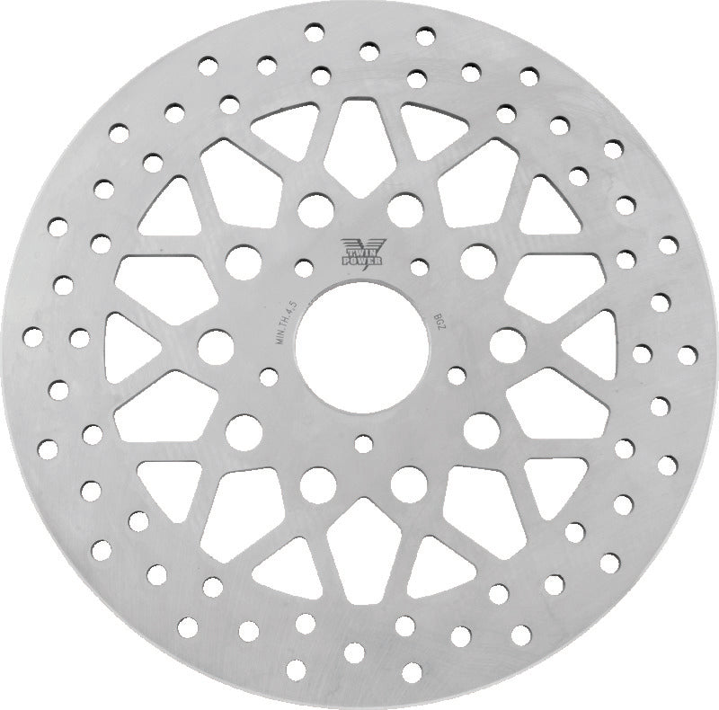 Twin Power 08-13 FLH FLT 08-16 FLHR 06-17 Dyna Front 11.8 Solid Rotor Mesh Stainless Brake Rotors - OE TwinPower