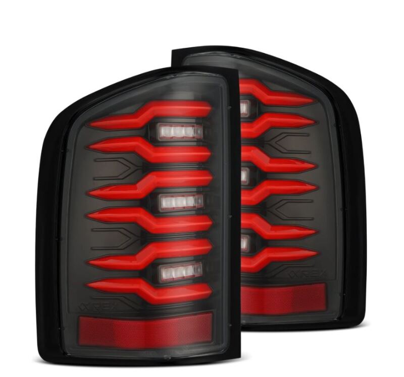 AlphaRex 07-14 Chevrolet Silverado 1500/2500HD/3500HD Luxx-Series LED Tail Lights Black/Red Tail Lights AlphaRex