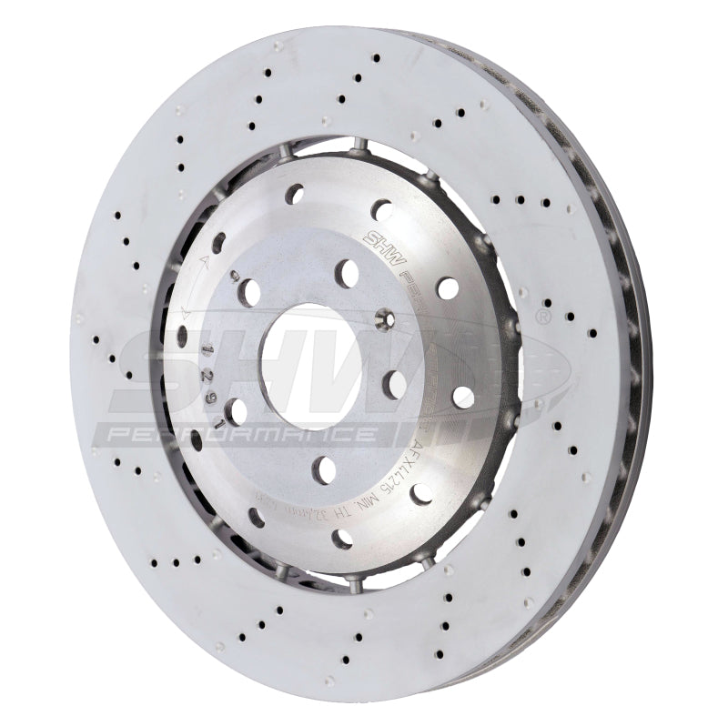 SHW 08-12 Audi R8 4.2L (Excl Ceramic Brakes) Front Drill-Dimp Lightweight Brake Rotor (420615301D) Brake Rotors - Drilled SHW Performance