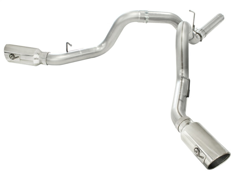 aFe MachForce XP Exhaust 4inch DP-Back All SS 2011-14 GM Diesel Trucks V8-6.6L LML Polished Catback aFe