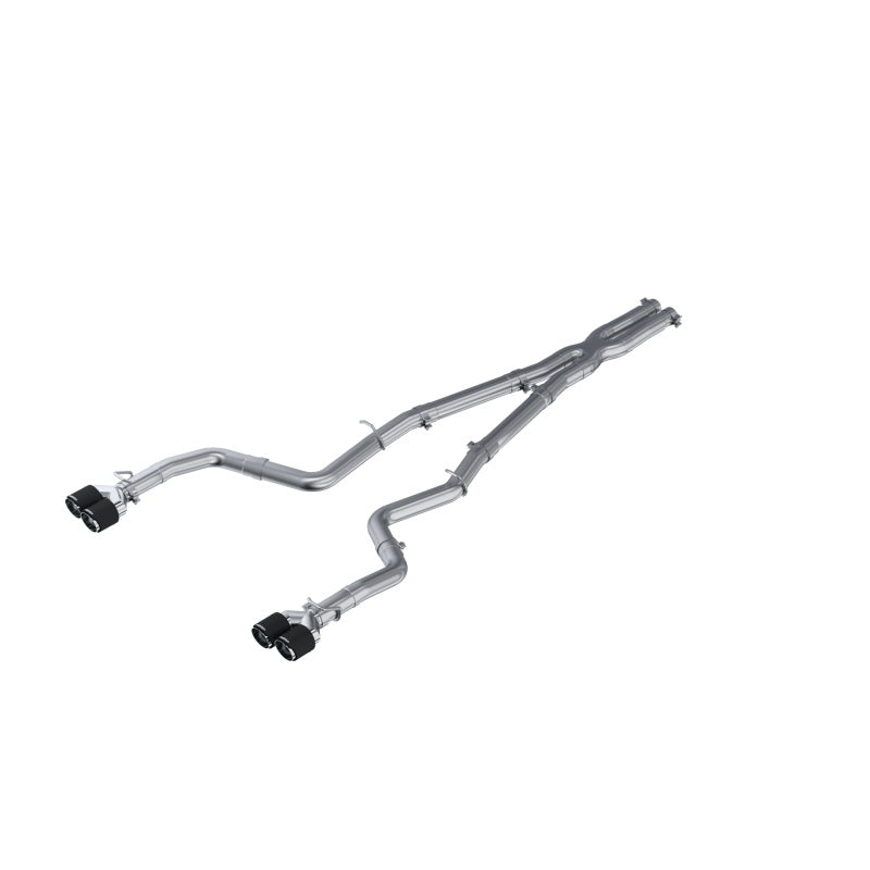 MBRP 15-16 Dodge Challenger 5.7L HEMI SS 3in Quad Split Rear Exit w/ Carbon Fiber Tips - T304 Catback MBRP