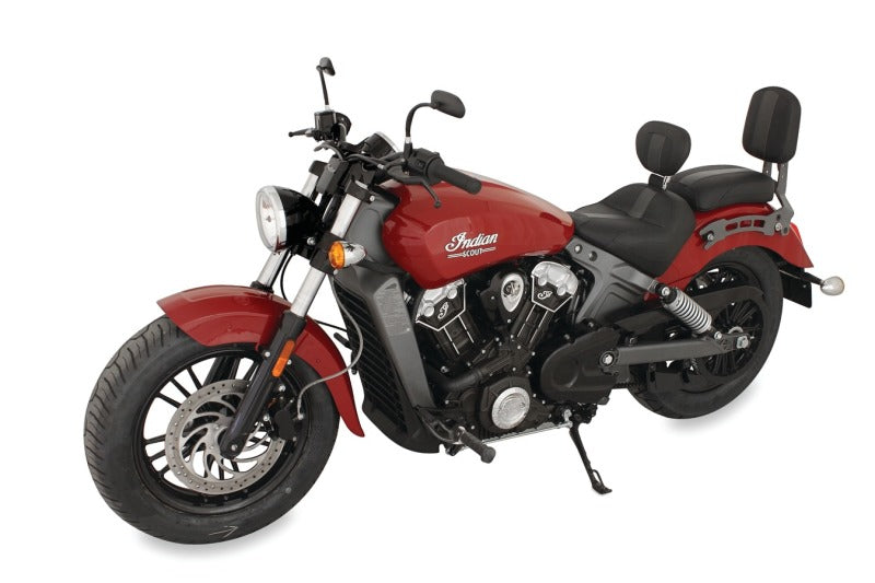 Mustang 15-21 Indian Scout Standard Touring Solo Seat w/Driver Backrest - Black Solo Motorcycle Seats Mustang Motorcycle