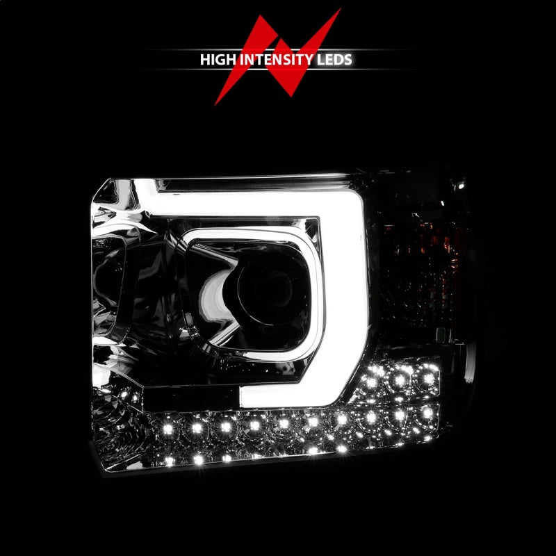 ANZO 14-15 GMC Sierra 1500/2500HD/3500HD Plank Style Projector Headlight - Chrome Housing Headlights ANZO