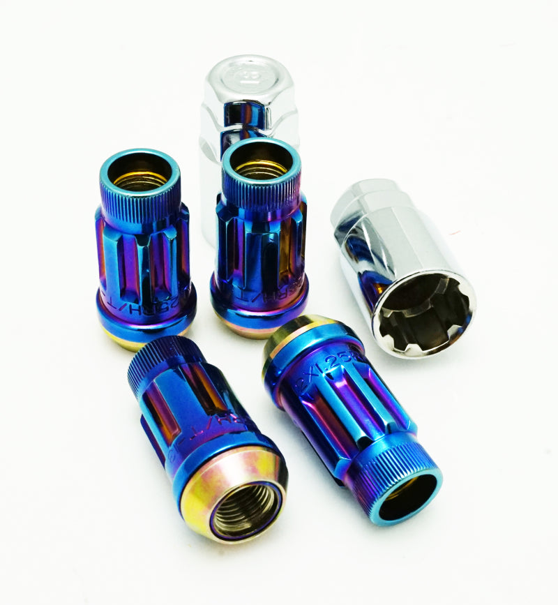 Wheel Mate Muteki SR45R Lug Nut Kit Lock Set 12x1.50 45mm - Burned Blue Neon Lug Nuts Wheel Mate