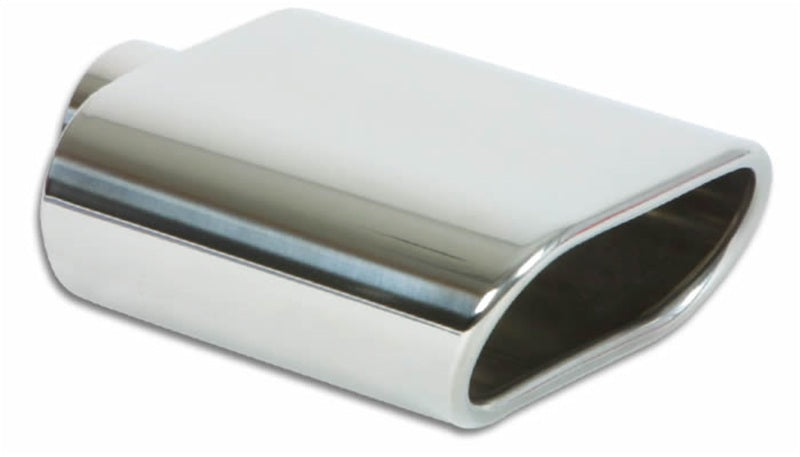 Vibrant 5.5in x 3in Oval SS Exhaust Tip (Single Wall Angle Cut Rolled Edge) Tips Vibrant