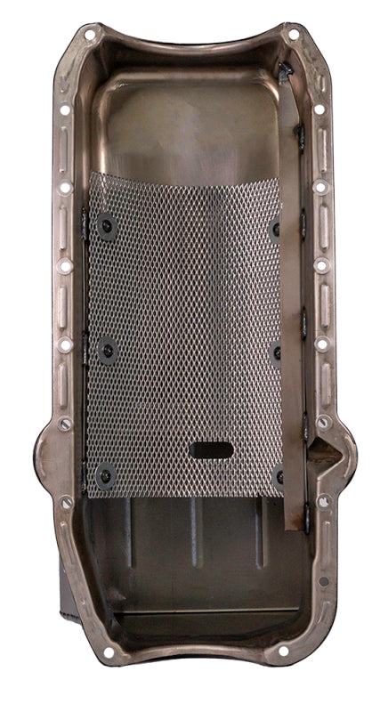 Moroso 80-85 Chevrolet SBC (w/Passenger Side Dipstick) Wet Sump 7qt 8.25in Steel Oil Pan - Black Oil Pans Moroso