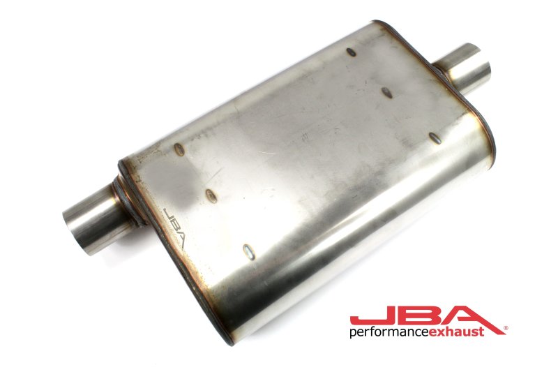 JBA Universal Chambered Style 304SS Muffler 13x9.75x4 2.5in Inlet Diameter Offset/Center Muffler JBA