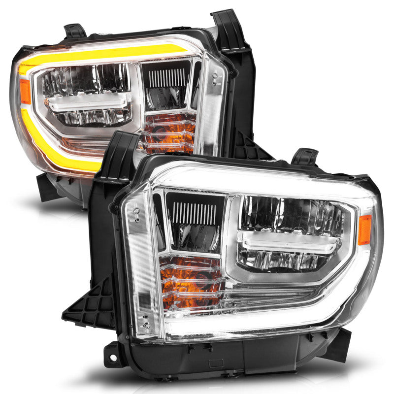 ANZO 2014-2017 Toyota Tundra LED Crystal Headlights w/ Switchback Chrome Housing w/ DRL Headlights ANZO