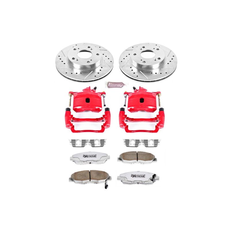 Power Stop 06-11 Honda Civic Front Z26 Street Warrior Brake Kit w/Calipers Brake Kits - Performance D&S PowerStop