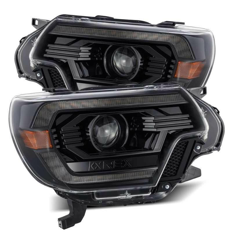 AlphaRex 12-15 Toyota Tacoma LUXX LED Projector Headlights Plank Style Alpha Black w/DRL Headlights AlphaRex