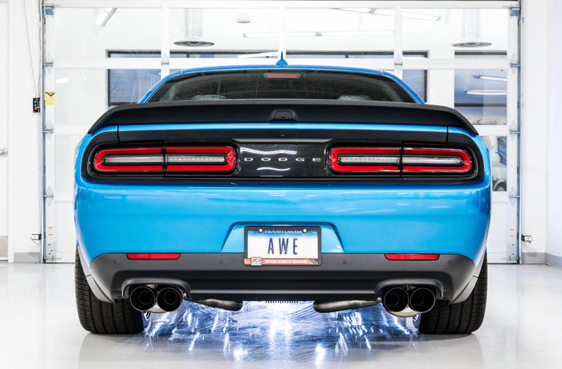 AWE Tuning 2015+ Dodge Challenger 6.4L/6.2L SC Track Edition Exhaust - Quad Diamond Black Tips Catback AWE Tuning