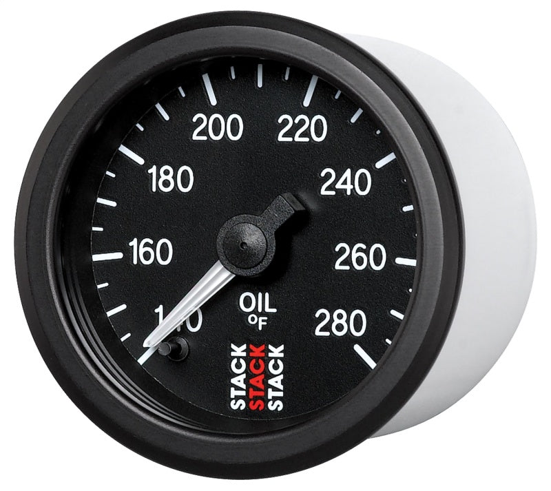 Autometer Stack 52mm 140-280 Deg F 1/8in NPTF Male Pro Stepper Motor Oil Temp Gauge - Black Gauges AutoMeter