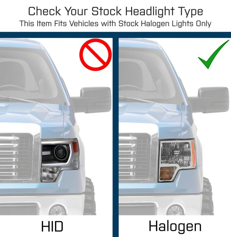 Raxiom 09-14 Ford F-150 Super White LED Halo Projector Headlights- Black Housing (Clear Lens) Headlights Raxiom