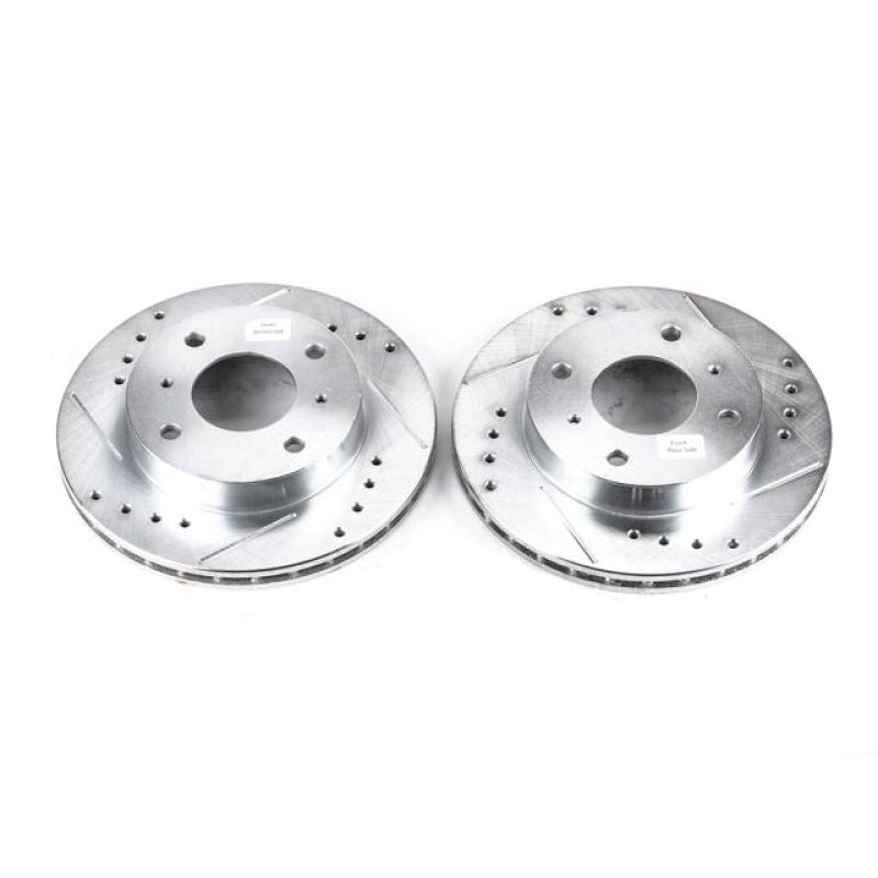 Power Stop 89-96 Nissan 240SX Front Evolution Drilled & Slotted Rotors - Pair Brake Rotors - Slot & Drilled PowerStop