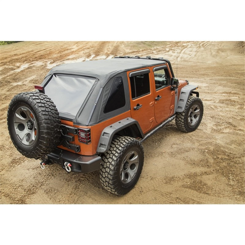 Rugged Ridge Bowless Soft Top Black Diamond 4-Door 07-18 Jeep Wrangler JK Soft Tops Rugged Ridge
