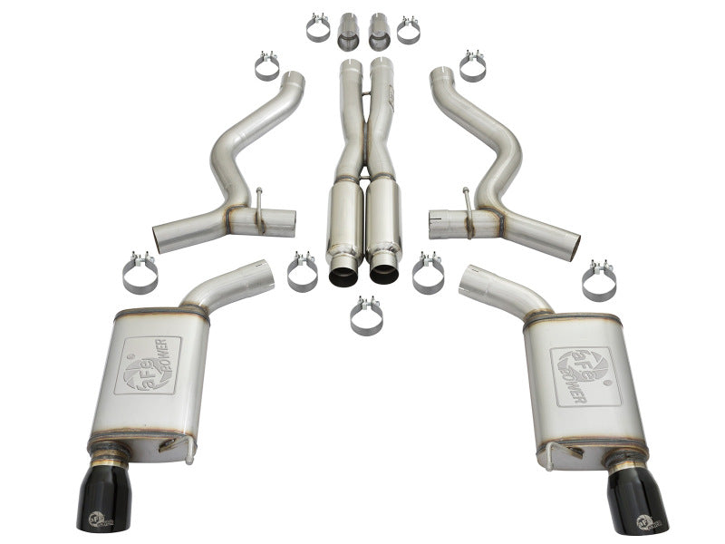 aFe MACHForce XP 3in 304 SS Loud Tone Cat-Back w/ Black Tips 15-17 Ford Mustang V6-3.7L/V8-5.0L Catback aFe