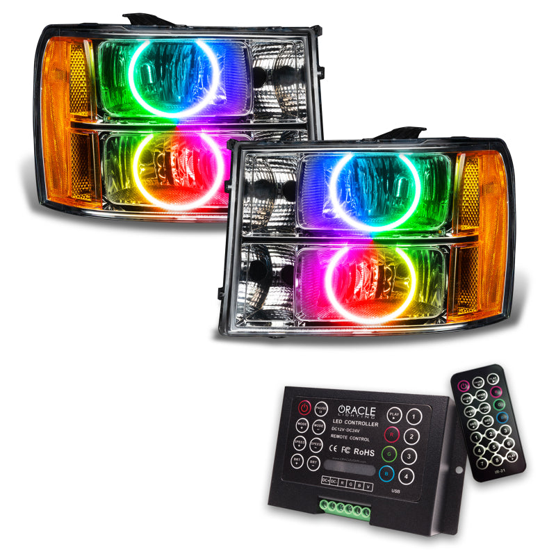 Oracle 07-13 GMC Sierra SMD HL - Round Ring Design - ColorSHIFT w/ 2.0 Controller Headlights ORACLE Lighting