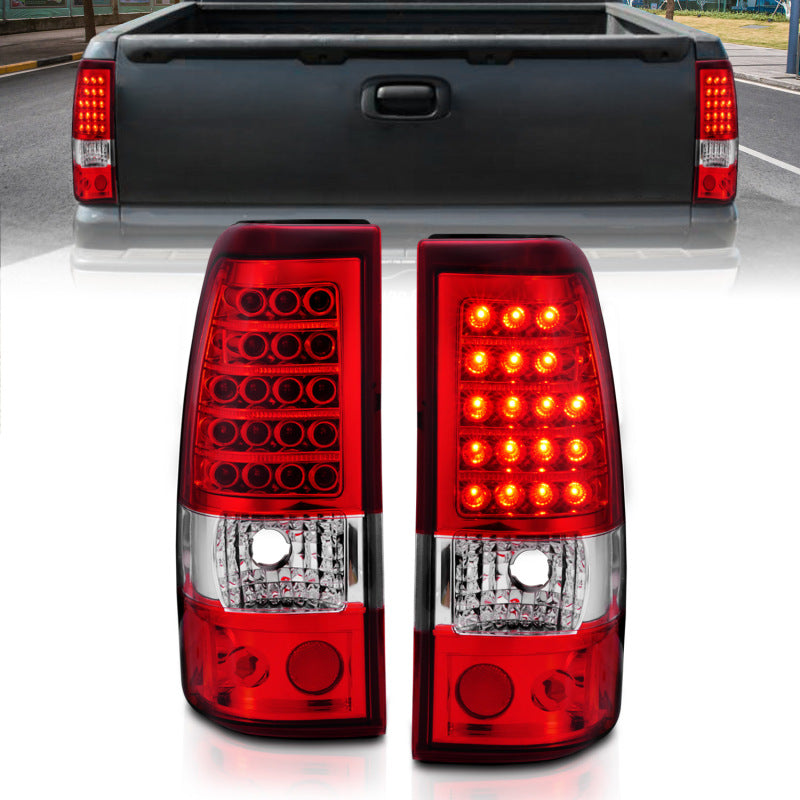 ANZO 2003-2006 Chevrolet Silverado 1500 LED Taillights Red/Clear Tail Lights ANZO