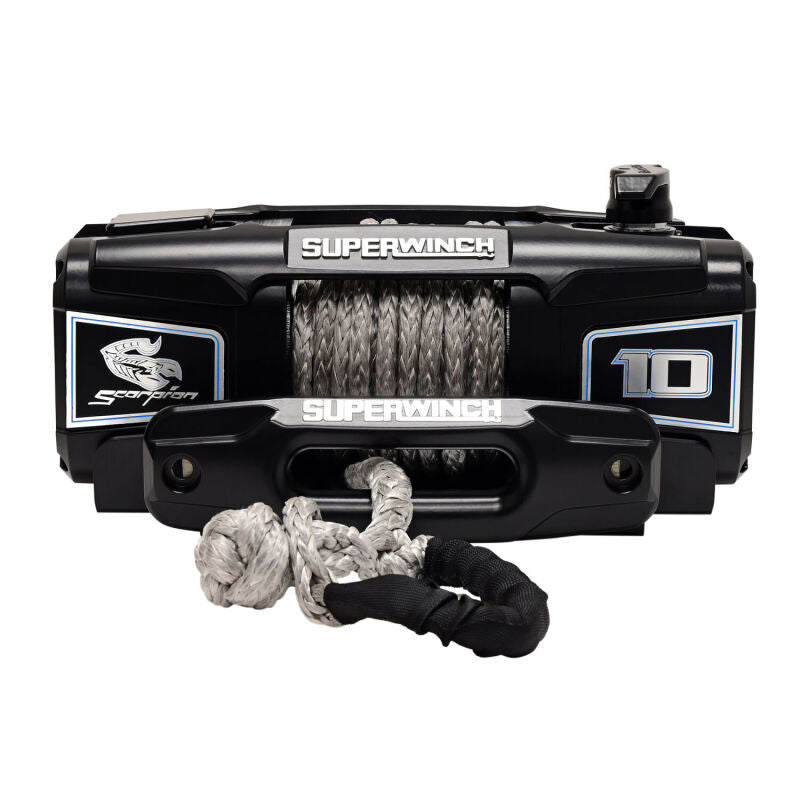 Superwinch 10000 LBS 12V DC 3/8in x 54ft Synthetic Rope Scorpion 10000SR Winch - Black Powdercoat Winches Superwinch