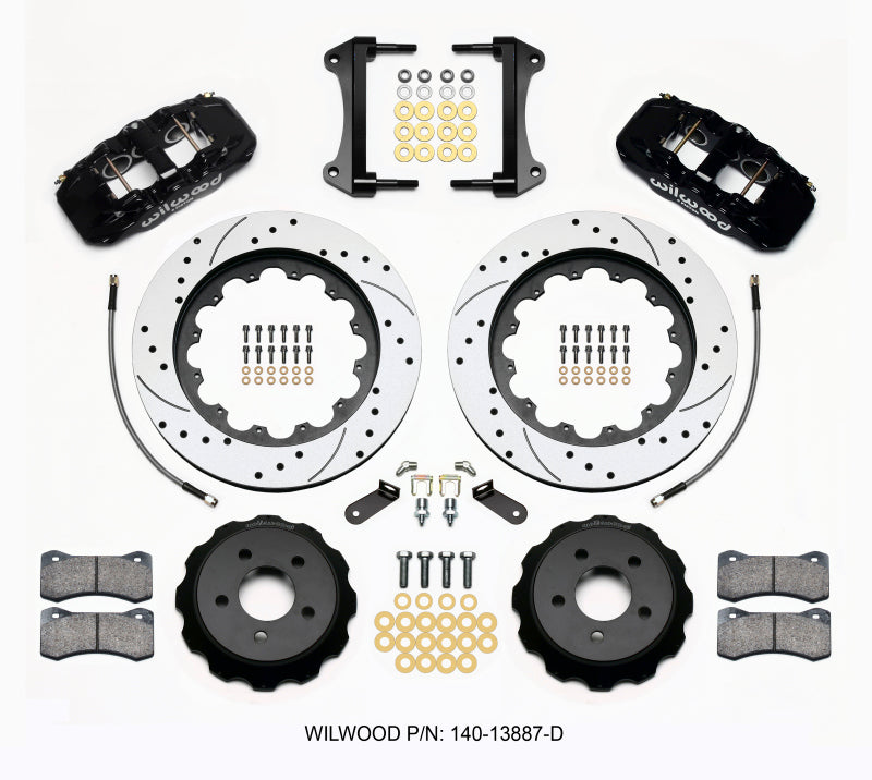 Wilwood AERO6 Front Hat Kit 15.00 Drilled 15-23 Mustang w/Lines Big Brake Kits Wilwood