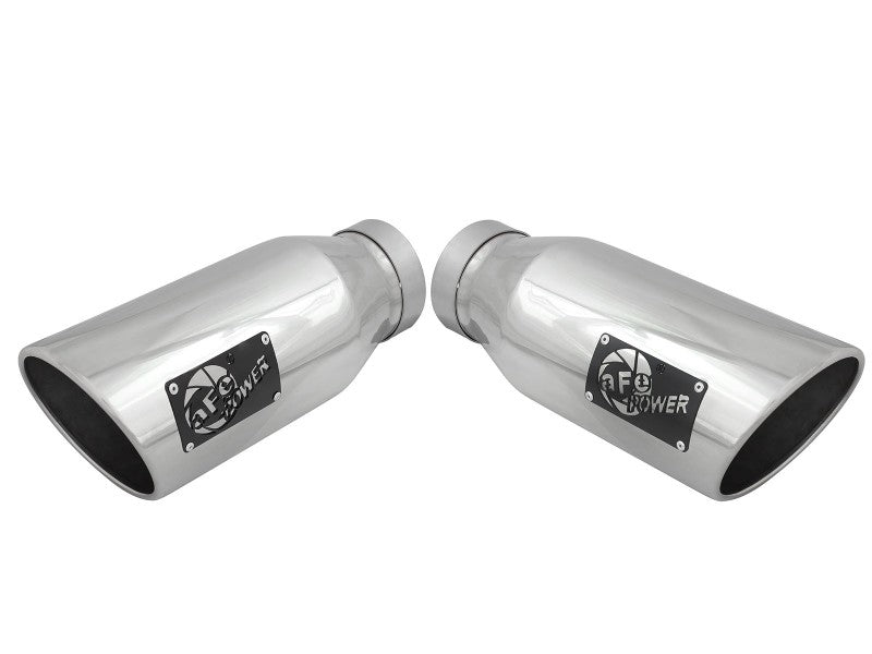 aFe Large Bore-HD 4in 409 Stainless Steel DPF-Back Exhaust w/Polished Tips 15-16 Ford Diesel Truck DPF Back aFe