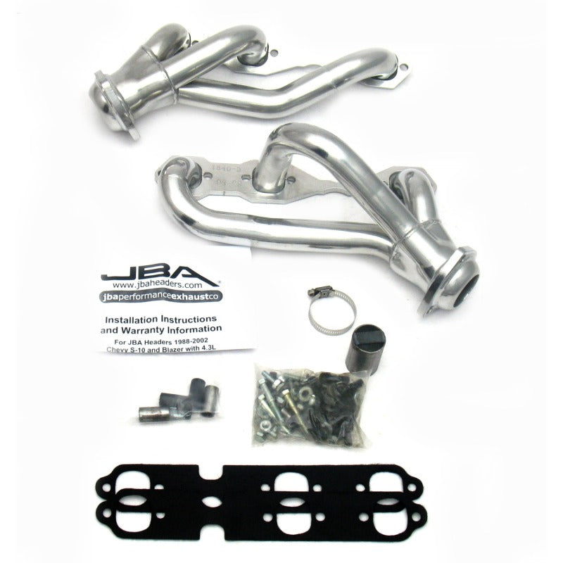 JBA 88-95 & 02-03 GM S-Truck 4.3L V6 4WD 1-1/2in Primary Silver Ctd Cat4Ward Header Headers & Manifolds JBA
