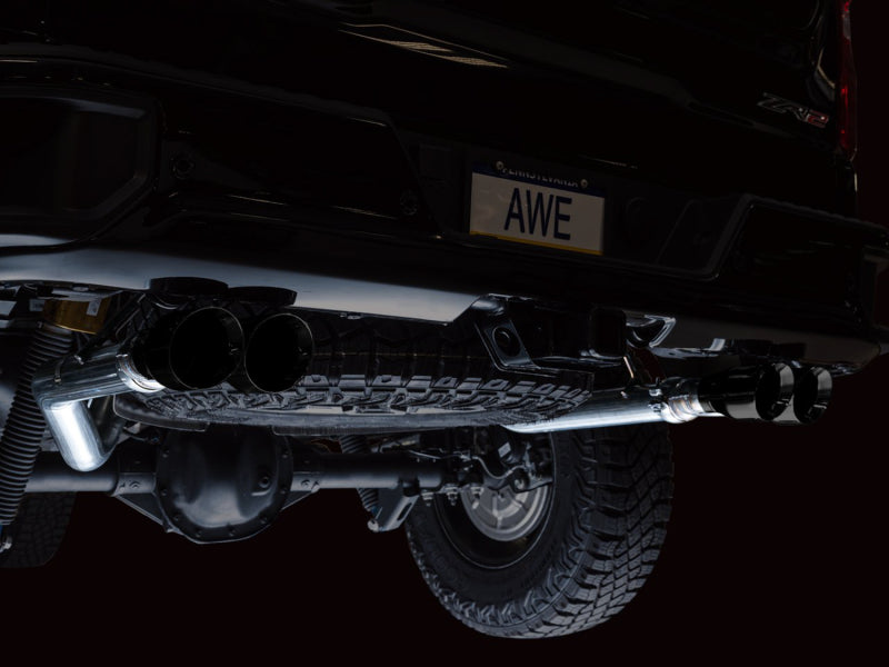 AWE Tuning 22-23 GMC Sierra 1500 AT4X 6.2L 0FG Catback Split Dual (Flat Bumper) - Diamond Black Tips Catback AWE Tuning
