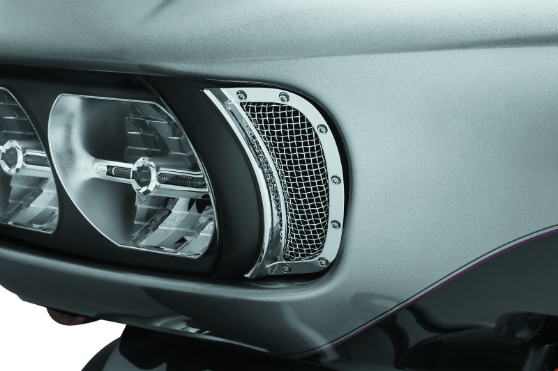 Kuryakyn Mesh Headlight Vent Accents Chrome Bolts Kuryakyn