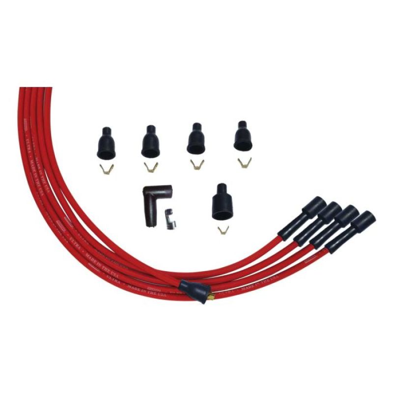 Moroso 4 Cly Straight Plug Non-HEI Unsleeved Ultra Spark Plug Wire Set - Red Spark Plug Wire Sets Moroso