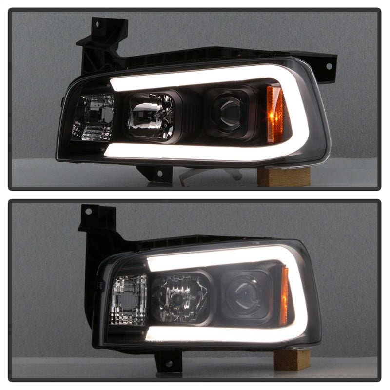 Spyder Dodge Charger 06-10 Projector Headlights - LED Light Bar - Black PRO-YD-DCH05V2-LB-BK Headlights SPYDER