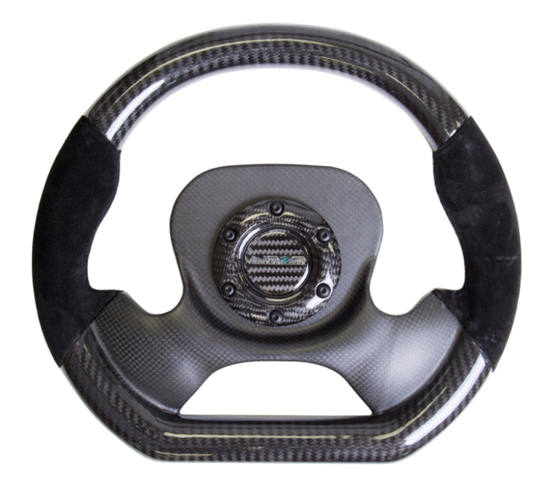 NRG Carbon Fiber Steering Wheel (320mm) CF Center Plate & Two-Tone Carbon w/Suede Trim Handles Steering Wheels NRG