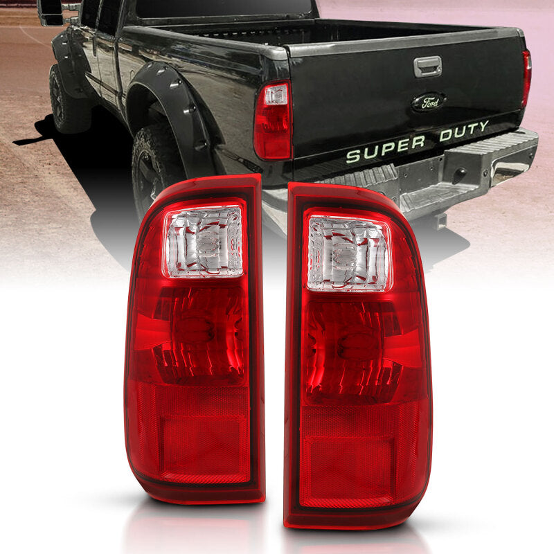ANZO 2008-2016 Ford F-250 Taillight Red/Clear Lens (OE Replacement) Tail Lights ANZO