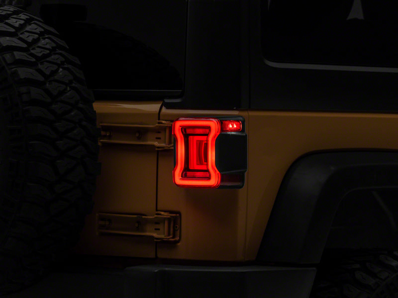 Raxiom 07-18 Jeep Wrangler JK Axial Series JL Style LED Tail Lights- BlkHousing- Red Lens Tail Lights Raxiom
