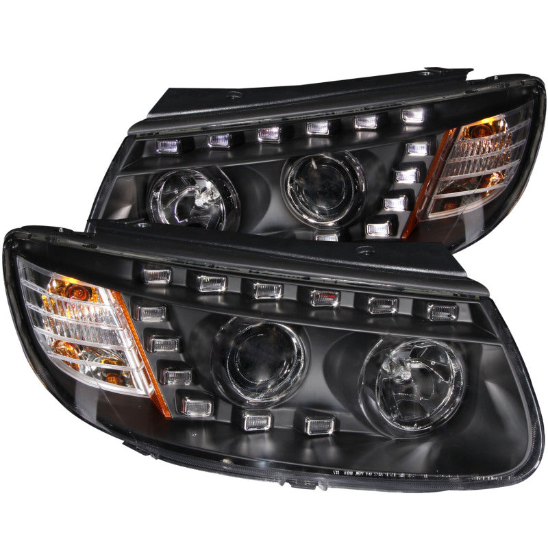 ANZO 2007-2007 Hyundai Santa Fe Projector Headlights w/ LED Black Headlights ANZO