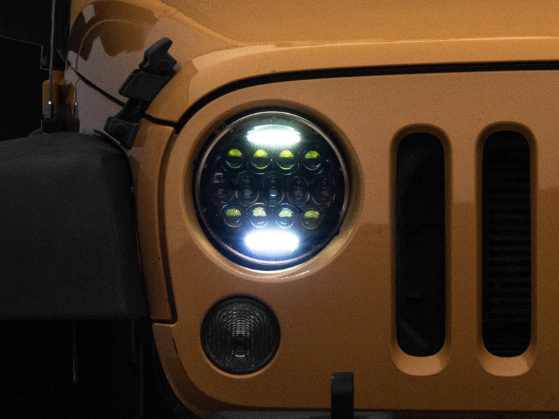 Raxiom 97-18 Jeep Wrangler TJ/JK Axial Series 13-LED Headlights- Black Housing (Clear Lens) Headlights Raxiom