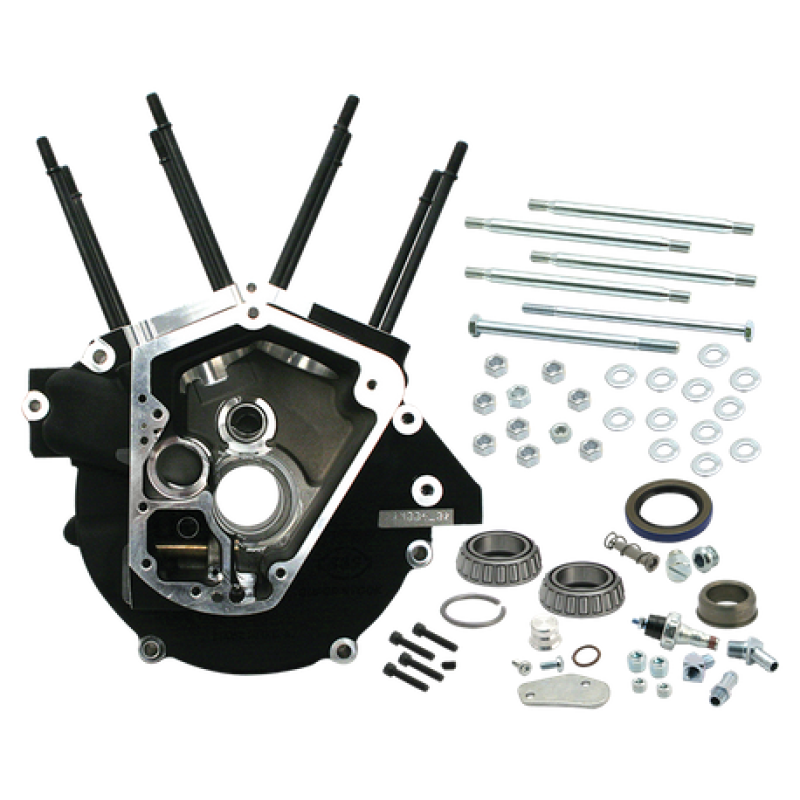 S&S Cycle 92-99 BT w/ Stock Bore Super Stock Alternator Syle Crankcase - Wrinkle Black Crankshafts S&S Cycle