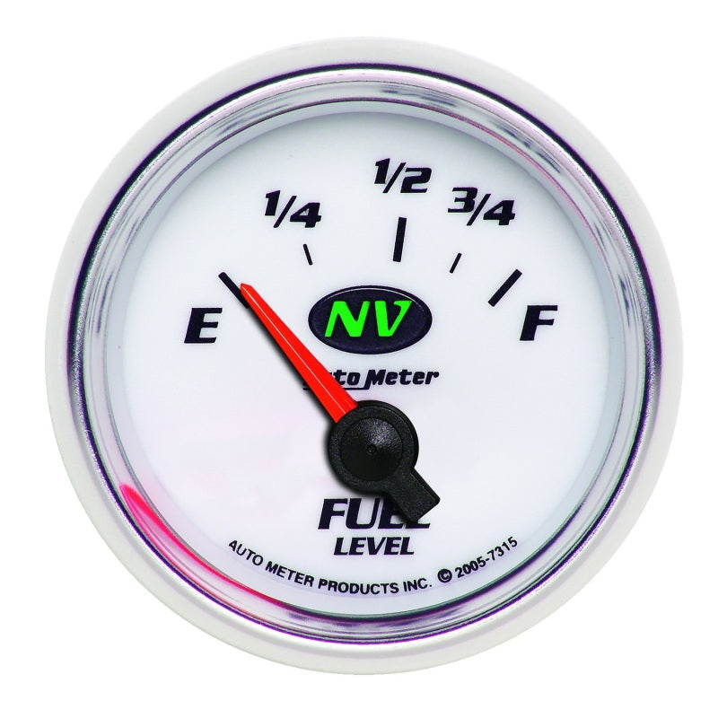 AutoMeter Gauge Fuel Level 2-1/16in. 73 Ohm(e) to 10 Ohm(f) Elec NV Gauges AutoMeter