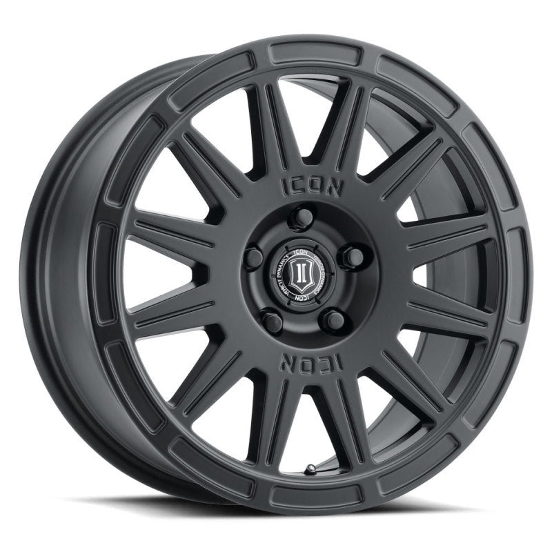 ICON Ricochet 17x8 5x108 38mm Offset 6in BS Satin Black Wheel Wheels - Cast ICON