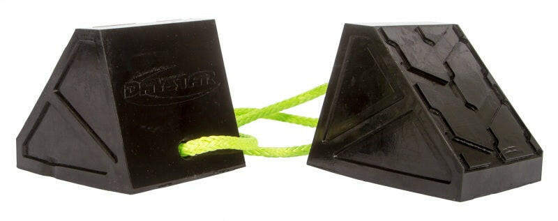Daystar Dual Wheel Chock With 3 Foot Plasma Rope Tether Wheel Accessories Daystar