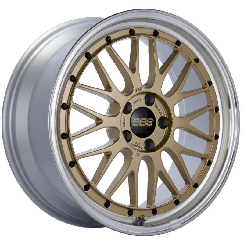 BBS LM 19x8.5 5x112 ET48 Gold Center Diamond Cut Lip Wheel -82mm PFS/Clip Required Wheels - Forged BBS