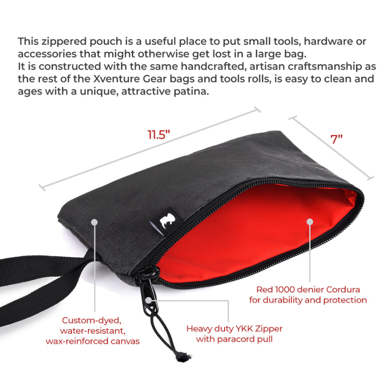 Go Rhino XVenture Gear Zipped Pouch - Large (12in. Wide Pocket / 6.5in. Hand Strap) Canvas - Black Cargo Boxes & Bags Go Rhino