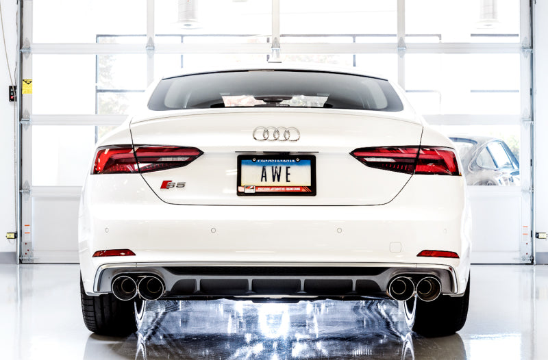 AWE Tuning Audi B9 S4 Touring Edition Exhaust - Non-Resonated (Silver 102mm Tips) Catback AWE Tuning