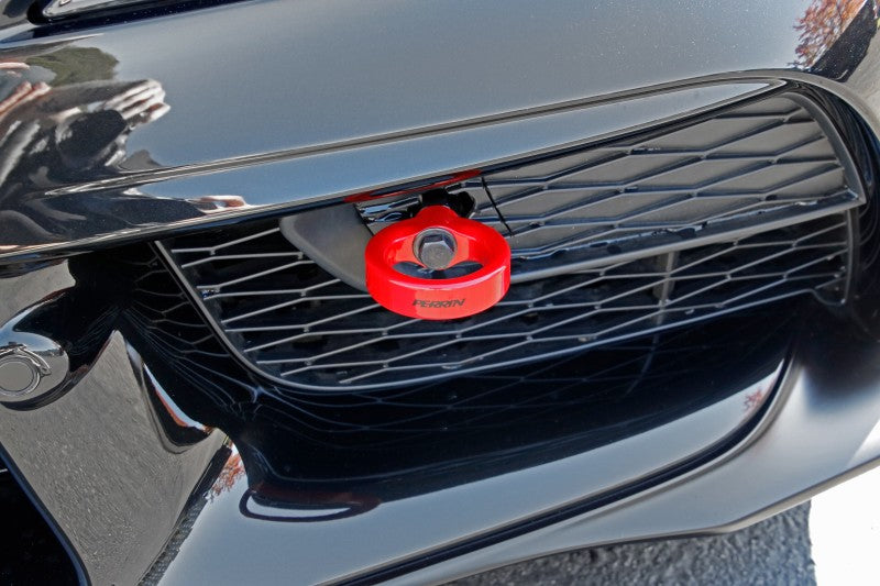 PERRIN 20-25 Toyota Supra Tow Hook Kit (Front) - Red Tow Hooks Perrin Performance